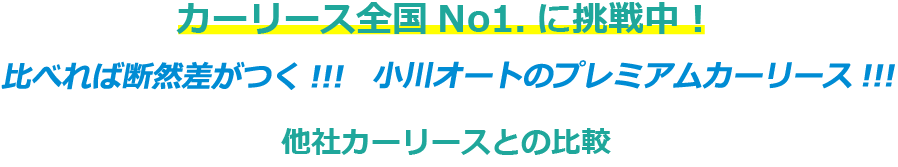 カーリース全国NO1に挑戦中！比べれば断然差がつく！！小川オートのプレミアムカーリース