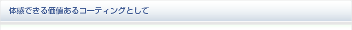 体感できる価値あるコーティングとして