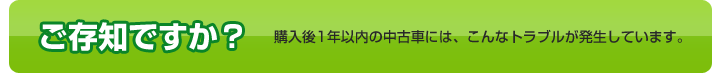 購入後1年以内の中古車は、こんなトラブルが発生しています。