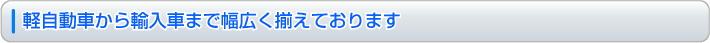 軽自動車から輸入車まで幅広く揃えております